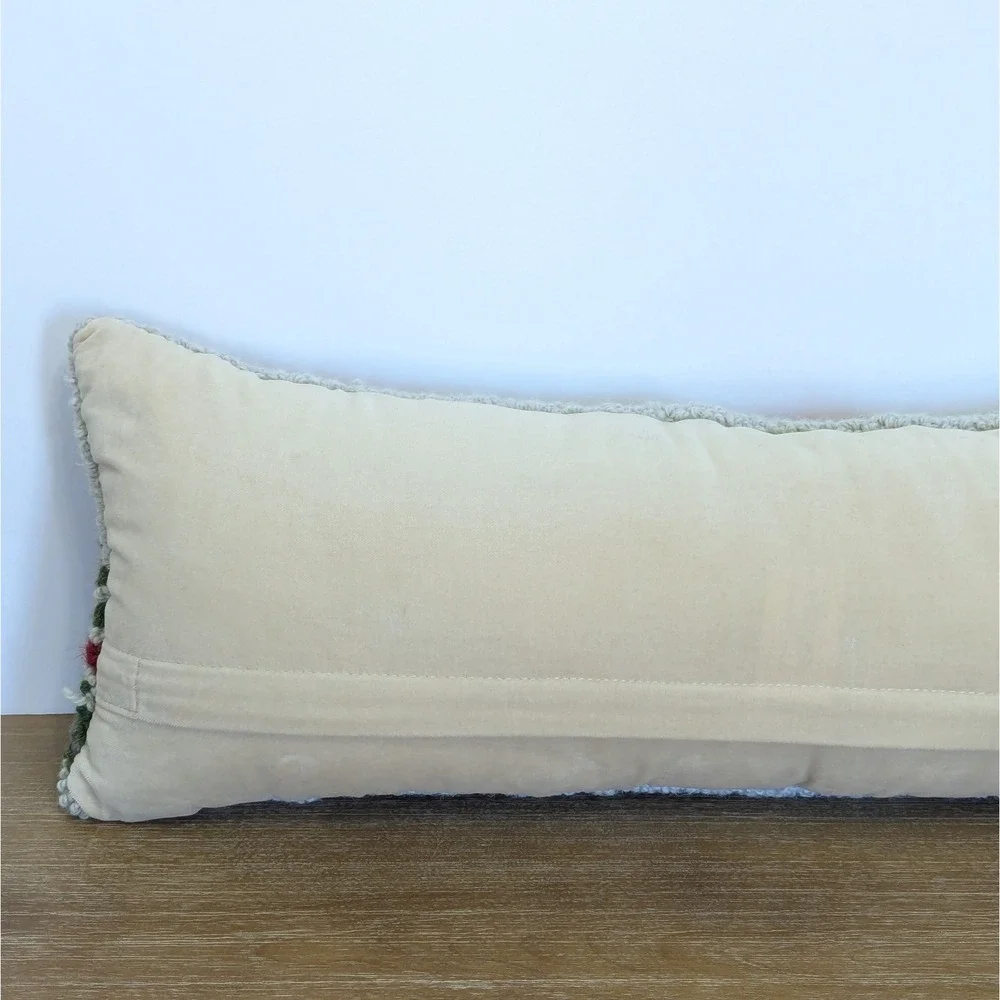 Cardinals Red Birds Wool Latch Hook Velvet Lumbar Decorative Pillow 24